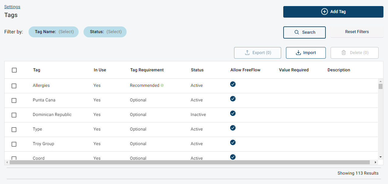 Tags - Adding and Organizing in Settings – Tres Technologies